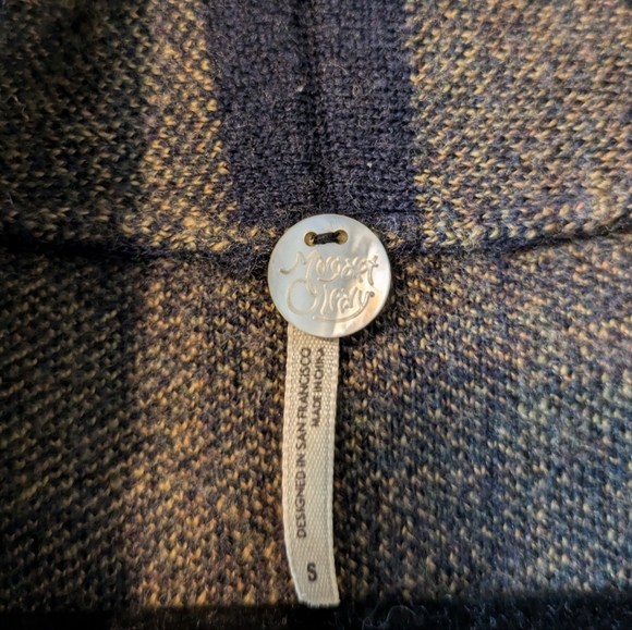 Margaret O' Leary Navy Yellow Plaid Soft Wool Blazer Size S - Picture 5 of 9